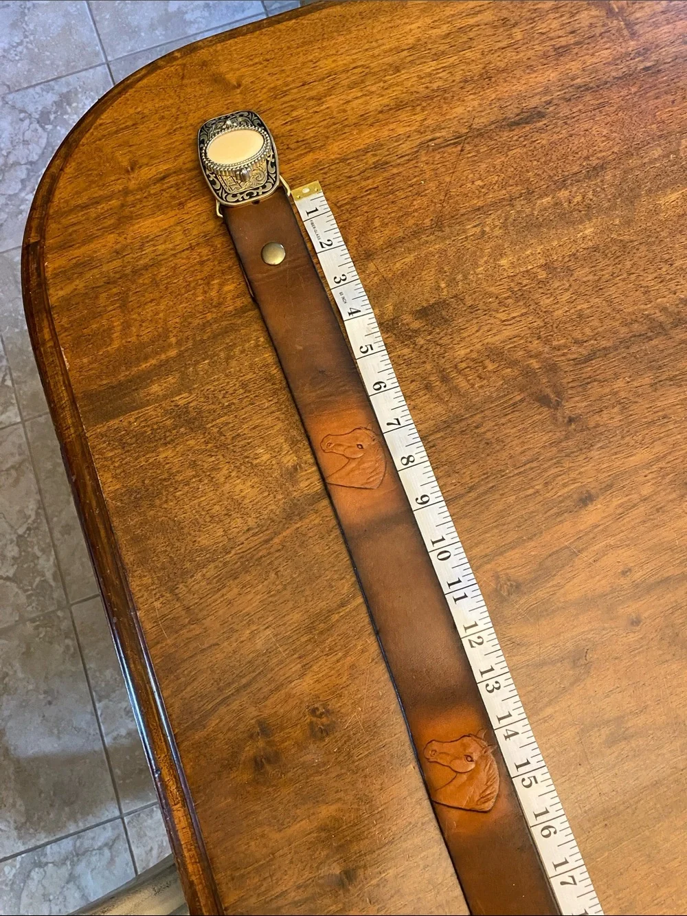 HORSE HEAD ORNATE Buckle Leather Belt
